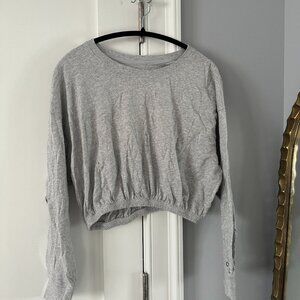 OFFLINE by Aerie Gray Cropped Long Sleeve Sweatshirt – Size M
